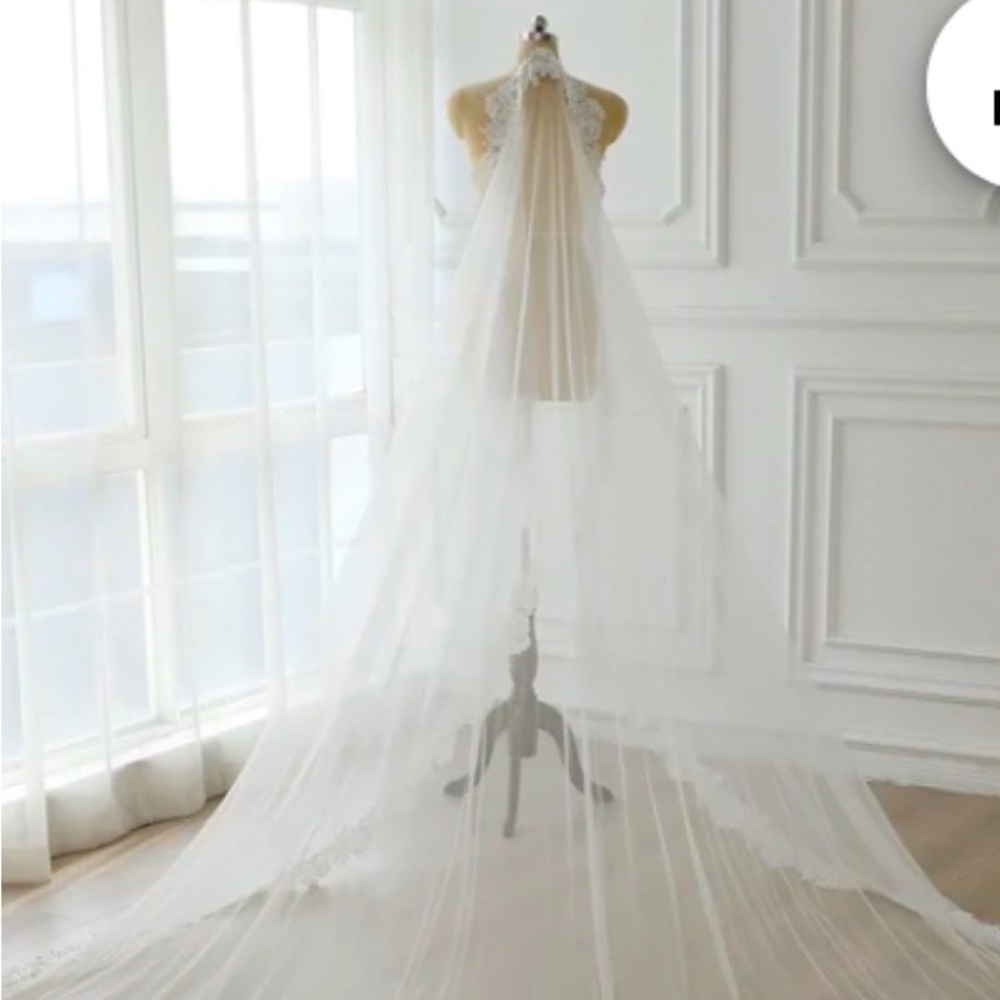 NEW White Cathedral Length Lace Veil